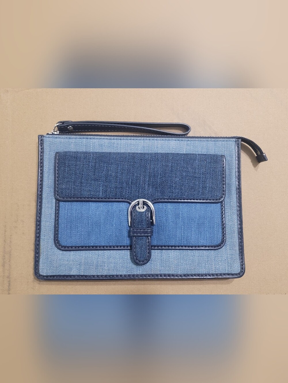 Michael Kors tricolor Denim Wristlet Clutch